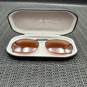 Polar Optics Over-Clipons Polarized Oval Clip On Sunglasses Amber Lens with Case